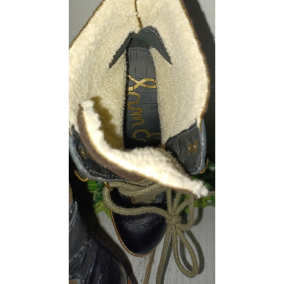 Sam Edelman Tara Brown/Black Leather shearling Ankle boots - Picture 14 of 16